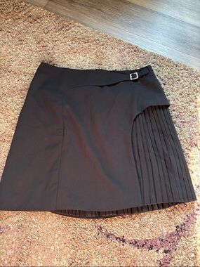 Karen Millen Black Asymmetric Pleated Skirt